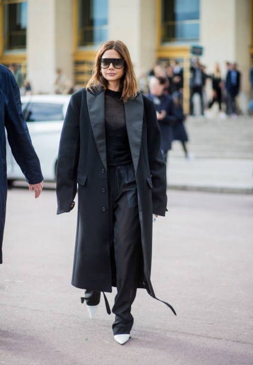 Christine Centenera seen outside Hermes during Paris Fashion Week Spring/Summer 2018 on October 2, 2017 in Paris, France.