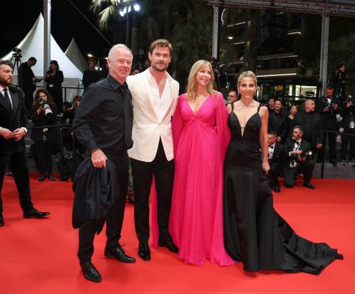 Craig Hemsworth, Chris Hemsworth Leonie Hemsworth and Elsa Pataky attend the "Furiosa: A Mad Max Saga" Red Carpet at the 77th annual Cannes Film...