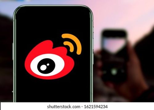 Smart phone with the Sina Weibo logo is a Chinese social networking website. United States, California January 21, 2020 Editorial Stock Photo