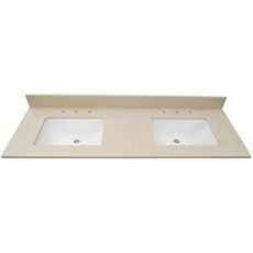 MSI Cosmic Sand Vanity Top with Under Mount Rectangle Double Bowl Ceramic Sinks, Engineered Marble Stone, 4" CC Faucet Holes, 61"X22"