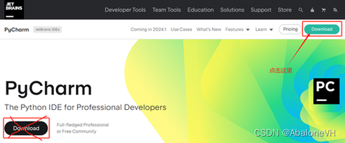 进入PyCharm官网后，不要直接下载软件