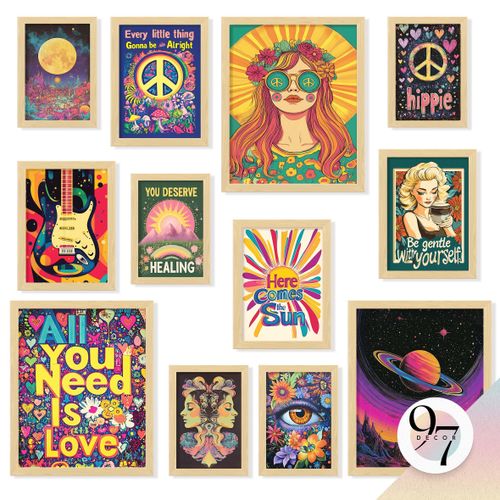 97 Decor Hippie Room Decor For Bedroom Aesthetic - Boho Wall Art, 70s Retro Groovy Pictures Hippy Collage, Cute Posters For D