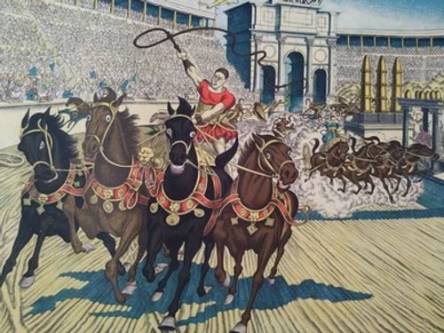 Macmillan History A Roman Chariot Race Vintage Poster Stuart Boyle Art No. 20 - Image 1 of 4