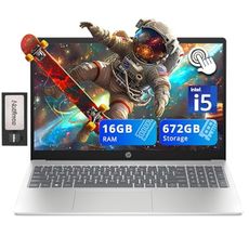 HP Pavilion 15.6" HD Touchscreen Laptop, Intel i5-1235U, 16GB RAM, 672GB Storage(512GB SSD + 160GB Docking Station Set), Intel Iris Xe Graphics, Num Pad, 720p Webcam, Wi-Fi 6E, Windows 11, Silver