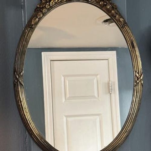 Vintage Ornate Oval Gold HOMCO Wall Mirror Hollywood Regency Plastic