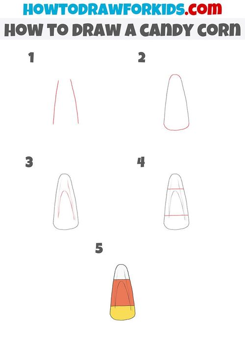 how to draw a candy corn step by step instructions for kids and beginners in this video, you will learn how to draw a candy corn