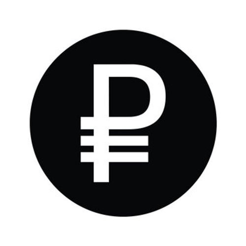 White Russian Ruble Symbol Inside Black Circle Currency Symbol
