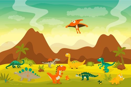 Cute and funny flat dinosaurs - t-rex Vector Image