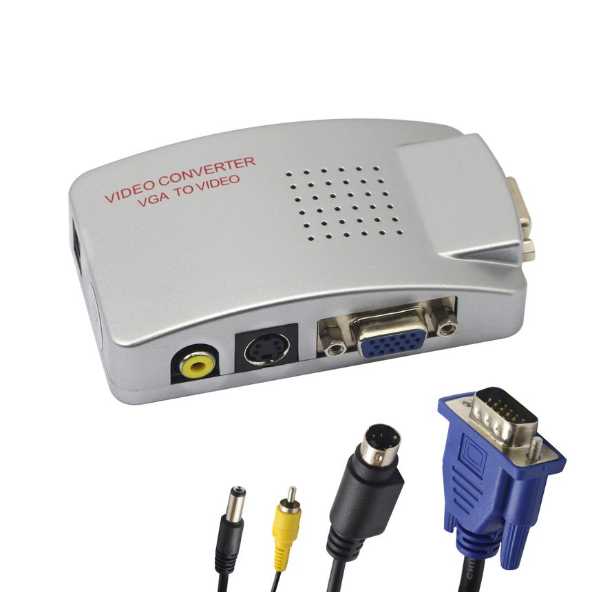 GINTOOYUN VGA to RCA Adapter,Composite VGA to Video,S-Video Converter,for HDTV, Monitors, Laptop, Desktop, PC.