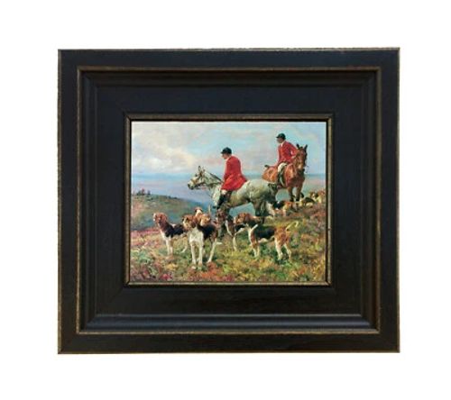 Fox Hunting Scene Oil Painting Print on Canvas Frame Horse Animal Wall Art Decor - Image 1 of 2