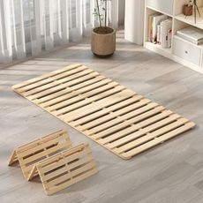 DoCred Solid Pine Wood Foldable Slatted Bed, Japanese Floor Bed Frame Moisture-Proof, Beds Plate for Japanese Floor Futon Mattress, Guest Tatami Mat, Floor Sleep Bedding,Twin