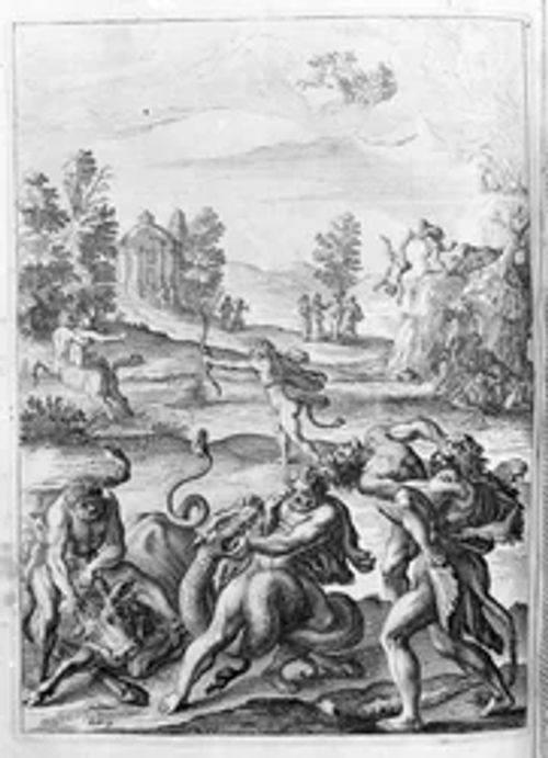 Illustrazione per il libro 15 di Ovidio (P. Ovidii Nasonis Metamorphose libri XV um notis TH. Farnabii.) note di Thomas Farnaby (Farnabia) (1575-1647)