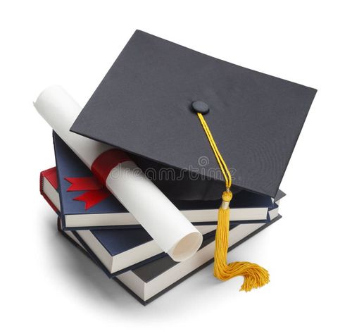 Books with Graduation Cap and Degree Isolated on White Background. Bachelors degree stock images, royalty-free photos and pictures