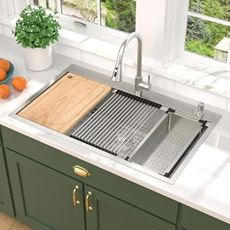 Talllor 36 Inch Drop In Kitchen Sink with Faucet Combo - 36"x22" Workstation All-In One 16 Gauge Stainless Steel Single Bowl Topmount Large Sink For Kitchen with Accessories, #TLT-0021