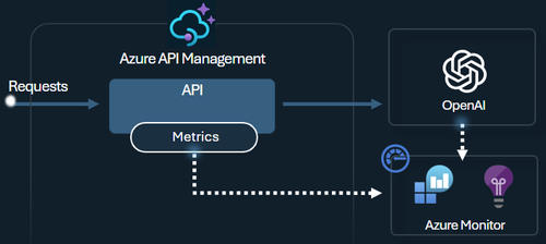 使用 API 管理发出的令牌度量图示。