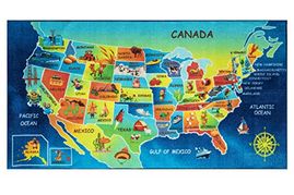 Furnish My Place 756 World Map HD 6'6"x9'2" World Continent Map for Kids Area Rug, Educational Play Time, Multicolor