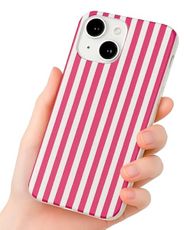 Compatible with iPhone 14 Case, with Aesthetics Striped Design Case for Women Girl, Cute Fashion Simple Soft TPU Slim Protection Phone Case for iPhone 14 6.1'' - Hot Pink