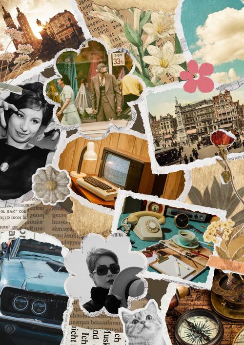 Beige and Brown Vintage Photo Collage A4 Document