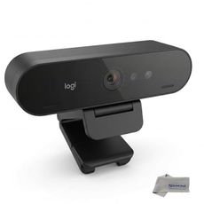 Logitech BRIO 4K Webcam Business PRO - Crystal-Clear Video, Privacy Shutter, HDR Enhanced Lighting, Noise-Cancelling Microphone, 960-001105, Windows, macOS, ChromeOS Compatible, Global Teck Cloth