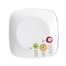 Corelle J2211-KJKA CP-9185 Square Medium Plate, Plate, Shatter-Resistant, Lightweight, Microwave Safe, Oven Safe, Dishwasher Safe