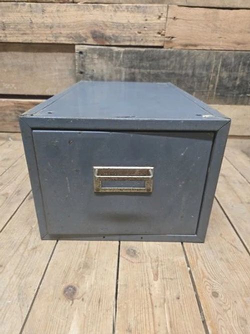 Vintage Gray Metal Industrial Filing Cabinet Drawer 9 1/2"x16"x7 1/2" - Image 1 of 4