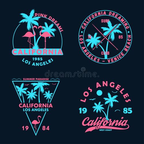 Vintage t-shirt design. Badges and emblems set with California prints. Graphics collection for apparel, labels and patches. Vector. Vintage graphic design vectors