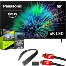Panasonic TV-50W70BP W70 Series 50 inch LED 4K Ultra HD Smart Fire TV Bundle with WN10 Neck Speaker, 4 YR CPS Enhanced Protection, 2X HDMI Cable & Deco Gear Complete Home Theater Beginner's Guidebook