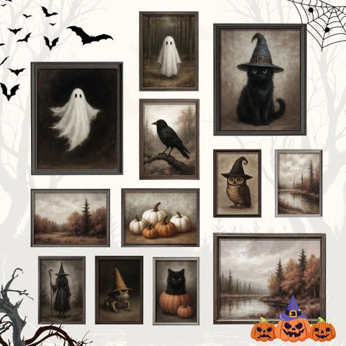 97 Decor Vintage Halloween Wall Art Prints - Ghost Pictures Wall Decor For Bedroom, Witchy Posters For Room Aesthetic, Dar...