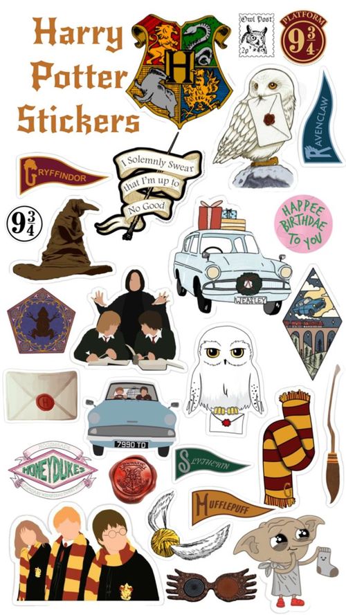 harry potter stickers are shown in this image
