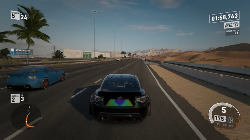 La carretera de Dubai es el circuito insignia de esta nueva entrega. Carreteras sinuosas donde vemos incluso cómo la arena se adentra en la pista.