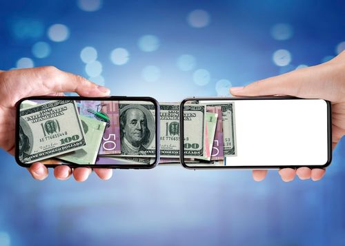 Photo money transfer concept
