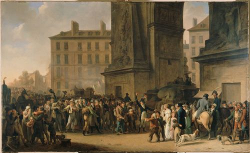 Departure of the Conscripts by Louis-Léopold Boilly with the Porte Saint-Denis on the right
