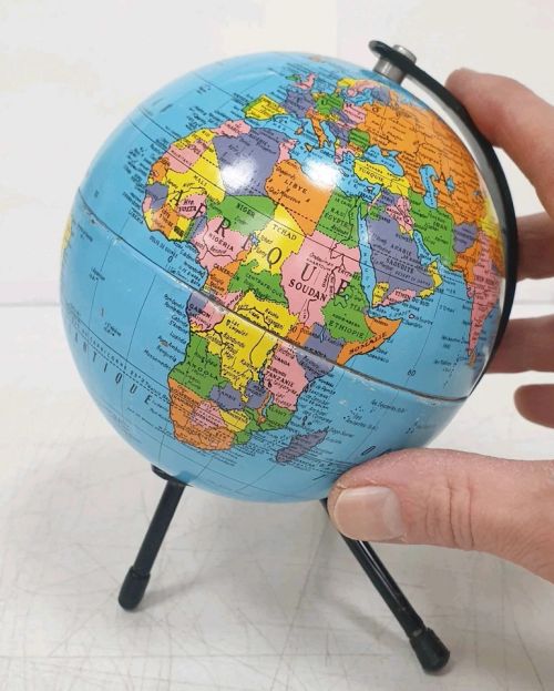 mappemonde metal cartes taride france globe terrestre tripode vintage 1960 m&eacute;tal - Photo 2/4