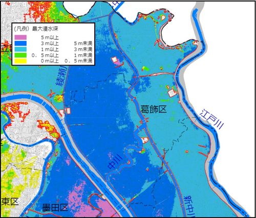 葛飾区の高潮浸水想定区域図