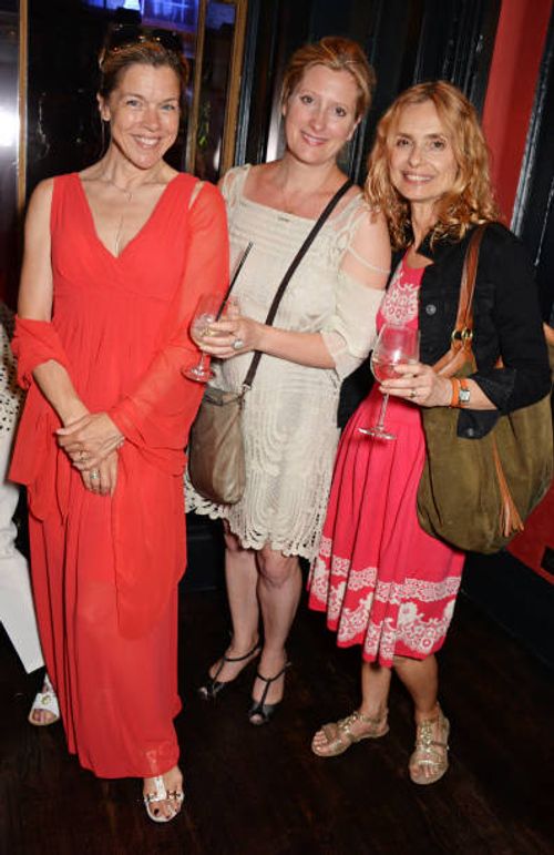 Janie Dee, Susannah Harker and Maryam d'Abo attend an after party following the press night performance of "The Importance of Being Earnest" at...