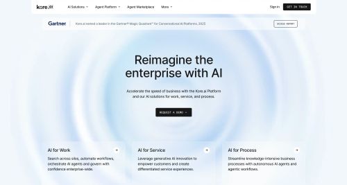 Screenshot of the Kore.ai homepage.