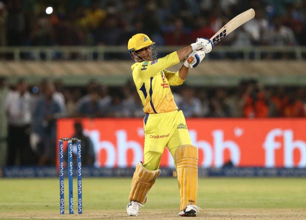 Dhoni of the Chennai Super Kings hits out during the Indian Premier League IPL Qualifier Final match between the Delhi Capitals and the Chennai Super...