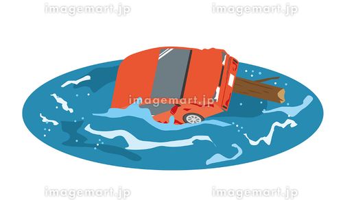 水害で浸水する自動車 自然災害,乗り物,乗用車のイラスト素材