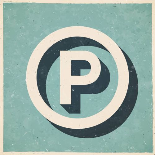 urheberrecht für tonaufnahmen. ikone im retro-vintage-stil - altes strukturiertes papier - p hat symbol stock-grafiken, -clipart, -cartoons und -symbole