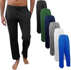 Andrew Scott Men's 6 Pack 100% Cotton Jersey Knit Yoga Lounge & Sleep Pajama Pants (6 Pack - Navy/Black/Royal/Hunter/White/Grey, Small)