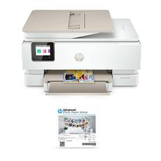 HP Envy Inspire 7955e Wireless Color All-in-One Printer with Bonus 6 Months Instant Ink with HP+ (1W2Y8A) and Advance Photo Paper,-Glossy, 5x5 in, 20 sheets (49V50A)