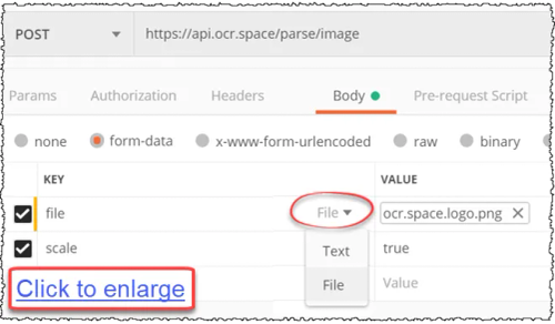 Upload PDF scan for OCR via Postman