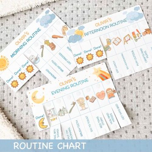 Preview of Routine Flip Chart Printable Chore Chart for Kids Morning Afternoon & Evening