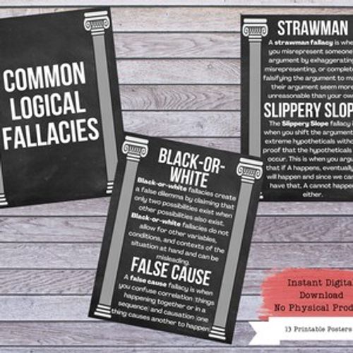 Logical Fallacies Printable Poster Set, Fallacies Posters, Debate Coach, Debate Posters, Public Speaking Posters, Writing Teacher image 4