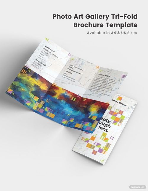 Photo Art Gallery Tri-Fold Brochure Template in Pages, PSD, InDesign, Illustrator, Publisher, Word, Google Docs - Download | Template.net