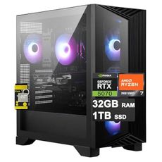 msi Aegis Z2 Gaming Desktop AMD 8-core Ryzen 7 7700 32GB DDR5 1TB SSD GeForce RTX 5070 DLSS4 (Up to 988 AI Tops) 750W 80+ Gold PSU ARGB Fan CPU Air Cooling Wi-Fi6E Win11 ICP Hub