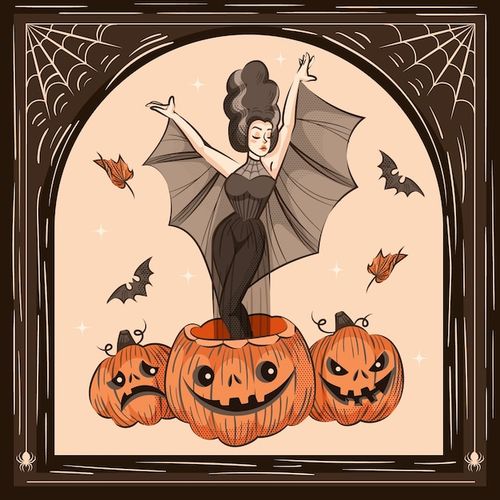 Free Vector hand drawn halloween vintage illustration