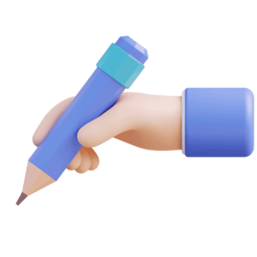 Ilustración 3d de escribir a mano y lápiz. png