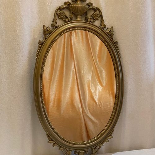 Oval Wall Mirror - Gold Tone - Ornate Frame - Vintage