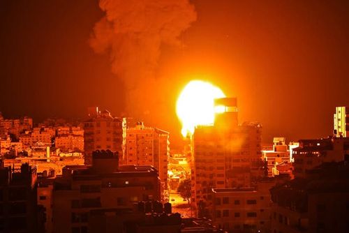 An Israeli airstrike on Gaza City during the early hours of Monday